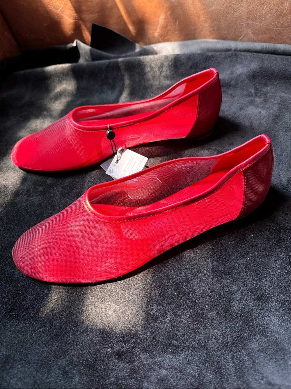 Massimo Dutti Red Mesh Ballet Flat NWT